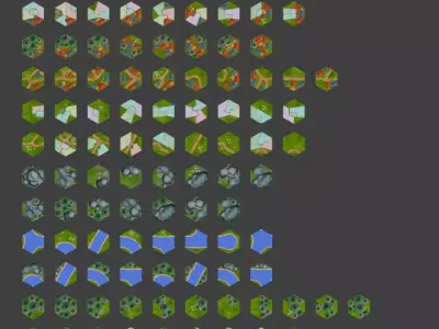 128 Hexlands Low-poly 3D model Low-poly 3D model Low-poly 3D model