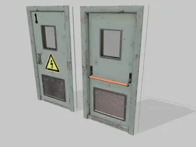 Laboratory door green Low-poly 3D model