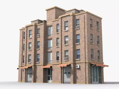 Apartment Building x26 Low-poly 3D model