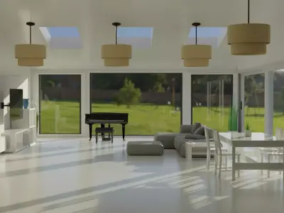 White Mansion Living Room Free 3D model