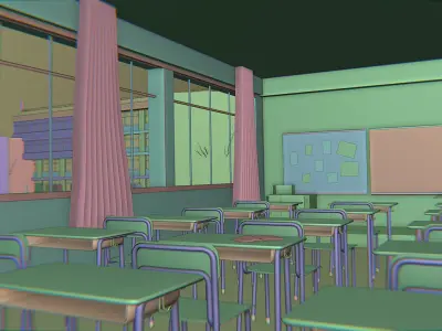 Anime Classroom 3D model