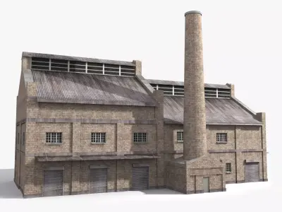 Factory x4 Low-poly 3D model