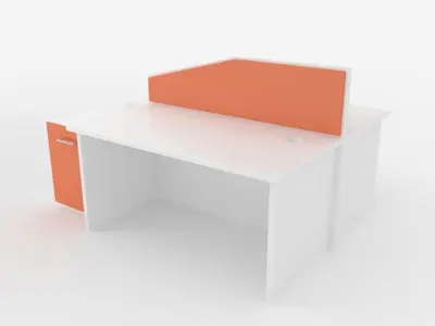 Modern office desk workstation with divider 3D model