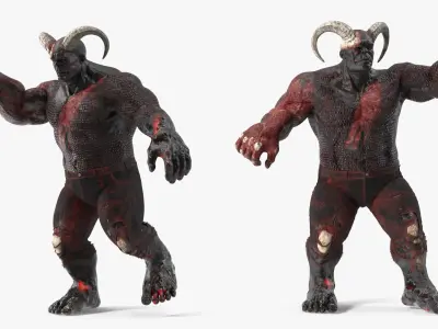  Infernal Muscular Demon Humanoid Dark Rigged 