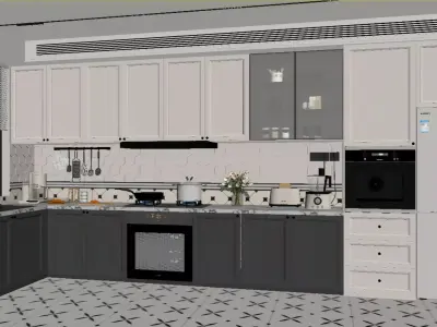 French Light Luxury Kitchen 3D model