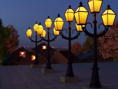 Street Light Low-poly 3D model 33