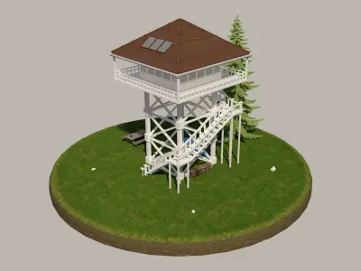 Forest Tower Low-poly 3D model