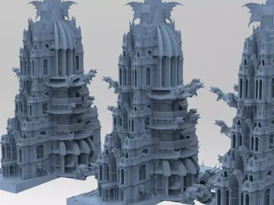 Golden Tower sun temple 1 3D model