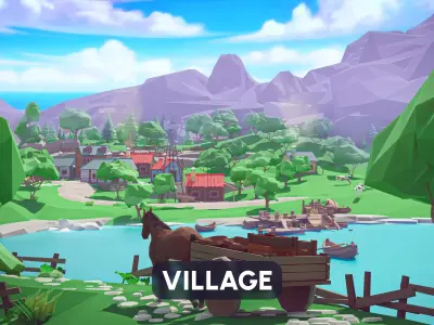 Village Low-poly 3D model
