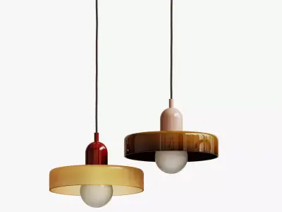 Bauhaus Stained Glass Pendant Light 3D model
