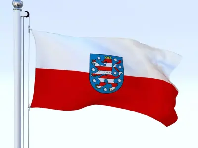 Animated Thuringia German State Flag Low-poly 3D model