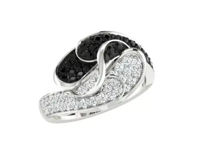 Solitaire Engagement Wedding Women Bypass Ring  3D print model