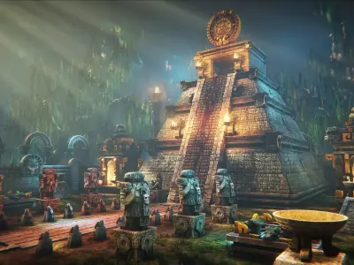 Aztec temple Low-poly 3D model