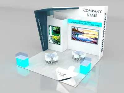 Booth Exhibition Stand Stall 6x6m Height 500 cm 3 Side Open 3D model purchase