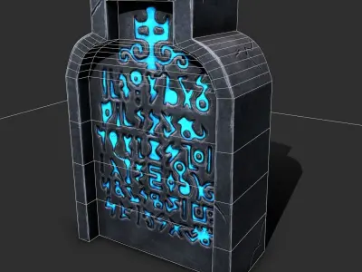 gravestone tombstone with lights Low-poly 3D model
