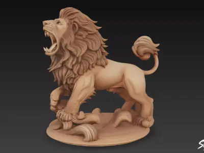 Lion Statue V26 Low-poly 3D model
