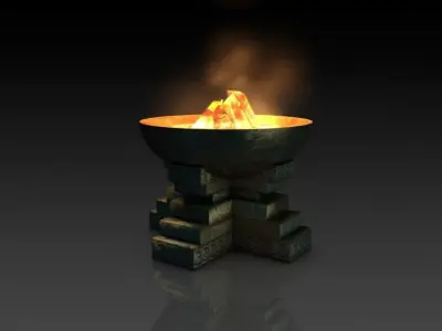 Ancient brazier fire pit bowl  Low-poly 3D model