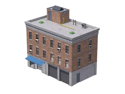 Apartment Building 4 Low-poly 3D model