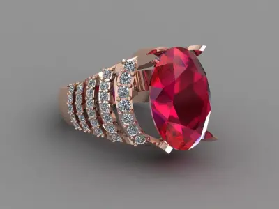 Rose Gold Men Diamond Ring 3D print model 3D print model 5