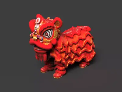 Chinese Lion Dance costume Figure  Low-poly 3D model