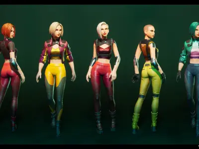 Stylized Cyberpunk Girl Low-poly 3D model