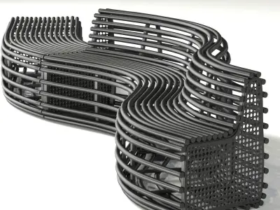 bench wavy Low-poly 3D model