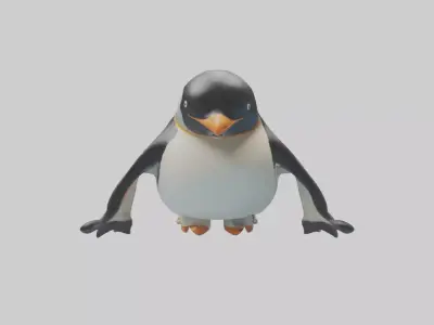 Penguin sliding on belly model Low-poly 3D model