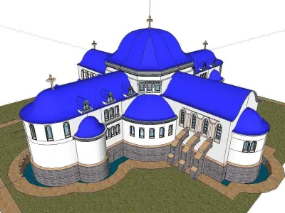 Architecture-Religion-God-Culture-Temple-095 church with domes 3D model