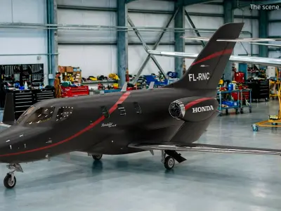  HondaJet Elite II Light Jet Aircraft Black Rigged 