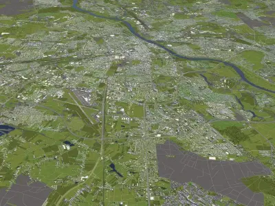Warsaw Poland 50x50km 3D City Map 3D model