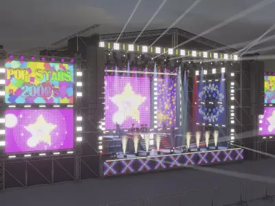 Animated OPEN AIR stage EEVEE render 3D model