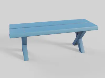 Cartoon Bench 2 Low-poly 3D model