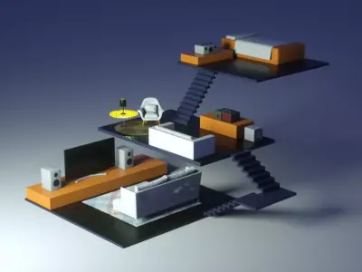 3D interior isometric home  3D model