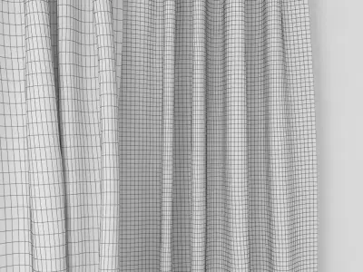 Curtains 3D model curtain with teal and stripes 3D model