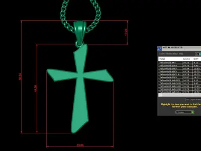 Light Gold 18K Cross Pendant 1CP024 3D print model purchase