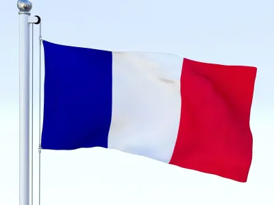 Animated France Flag Low-poly 3D model