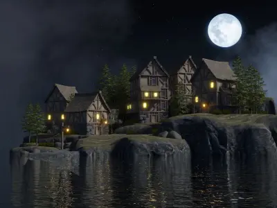 Medieval Village Modular Pack Low-poly 3D model