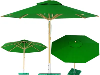 green levante bamboo umbrella from bambrella 3D model