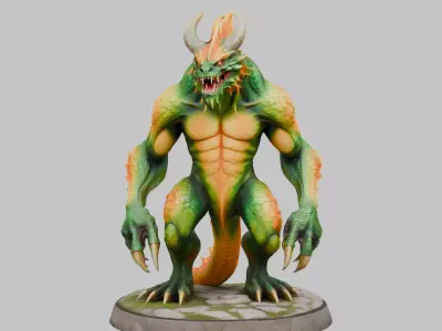 3D Model of a Stone Behemoth Statue Low-poly 3D model