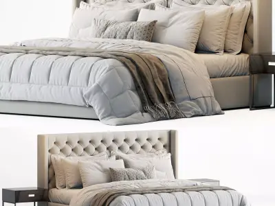 RH Adler Shelter Diamond Tufted Panel Fabric Bed 3D model