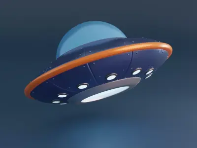 Cartoon UFO Low-poly 3D model