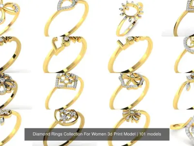 Diamond Rings Collection For Women 3d Print Model 3D Model Pack purchase