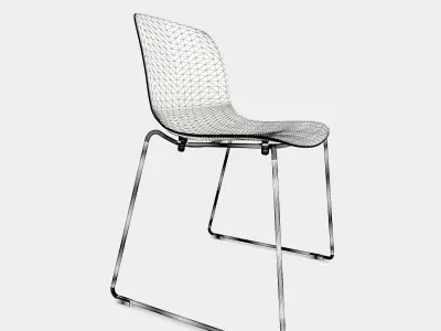 Chair with chrome frame and black seat 3D model