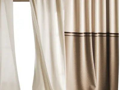 Silk and Cotton Curtain Low-poly 3D model 5