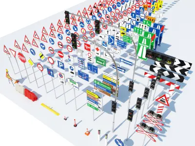 Italian Traffic Signs Collection 3D model
