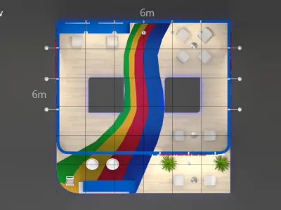 Exhibition Stand - 6m x 6m 3D model 3D model
