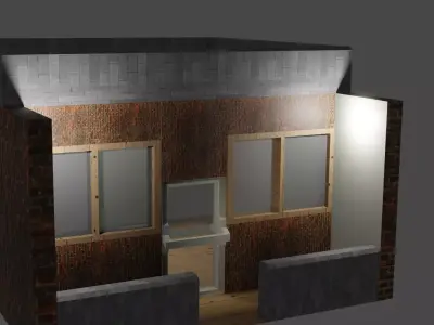 House brick building with light Free 3D model