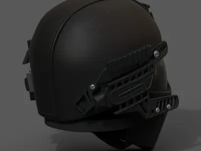 Helmet scifi military combat cyborg armor develop fantasy  Low-poly 3D model
