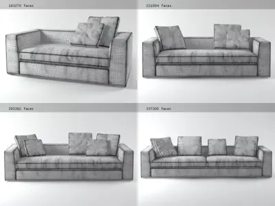 P S seater sofa 3D model