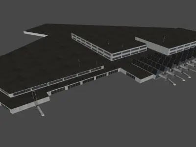 Airport buildings collection Low-poly 3D model